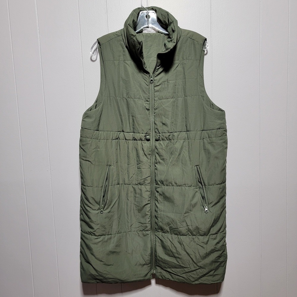 motherhood green quilted puffer vest women size m